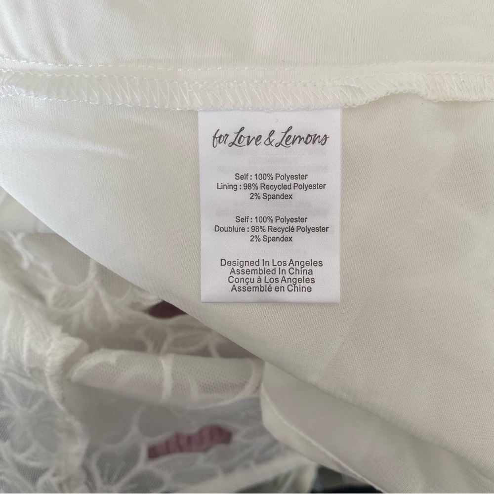 $230 NWT White For Love And Lemons “Leighton” Mini Dress Sz 2X - Picture 12 of 12